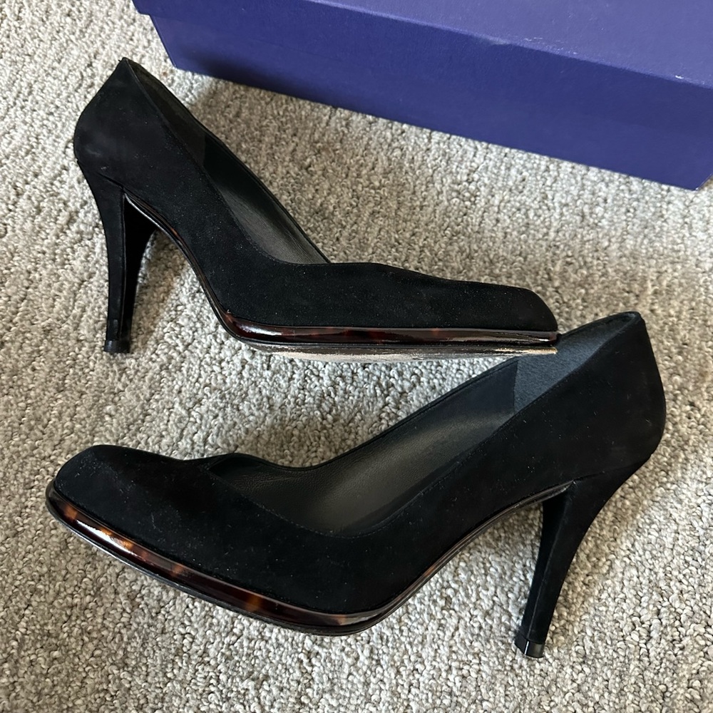 Stuart Weitzman Atlas Black Suede Heels